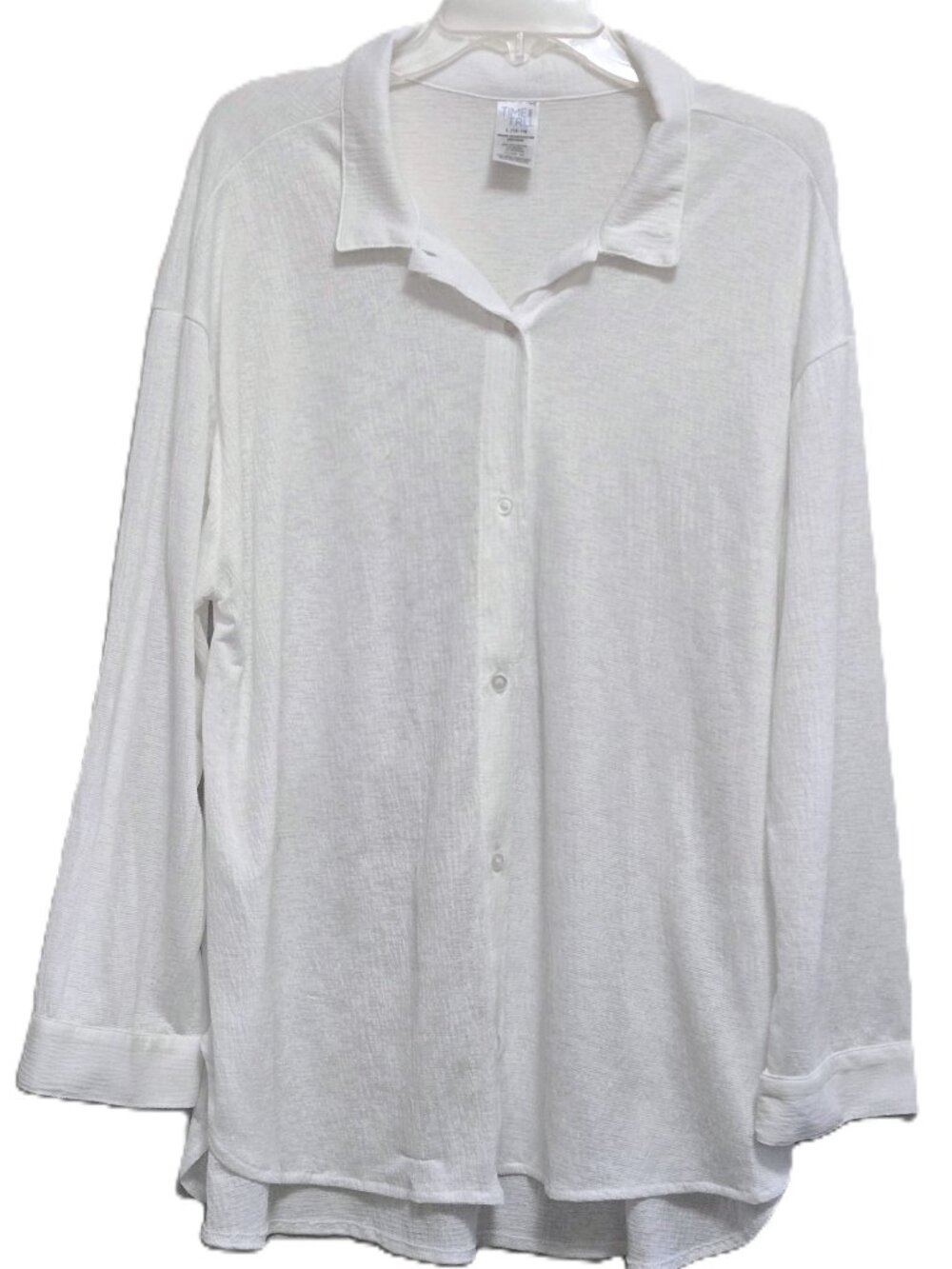 Time and Tru White Long Sleeve Collared Top